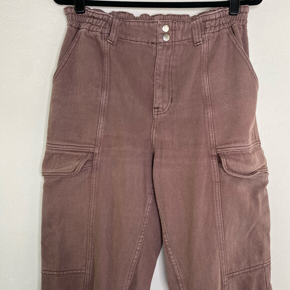 PacSun Brown Paper Bag Elastic Waist Cargo Pants Large - Picture 2 of 11